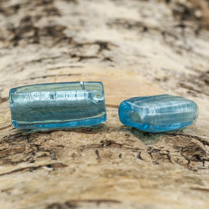 Glaspärla Avlång 11x24 mm, Turkos (5st)