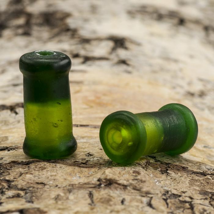 Glaspärla Rör 9x18,5 mm, Grön (5st)