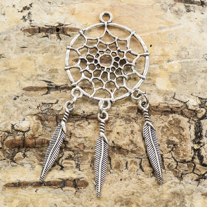 Berlock Drömfångare 28x63 mm, Antiksilver (st)