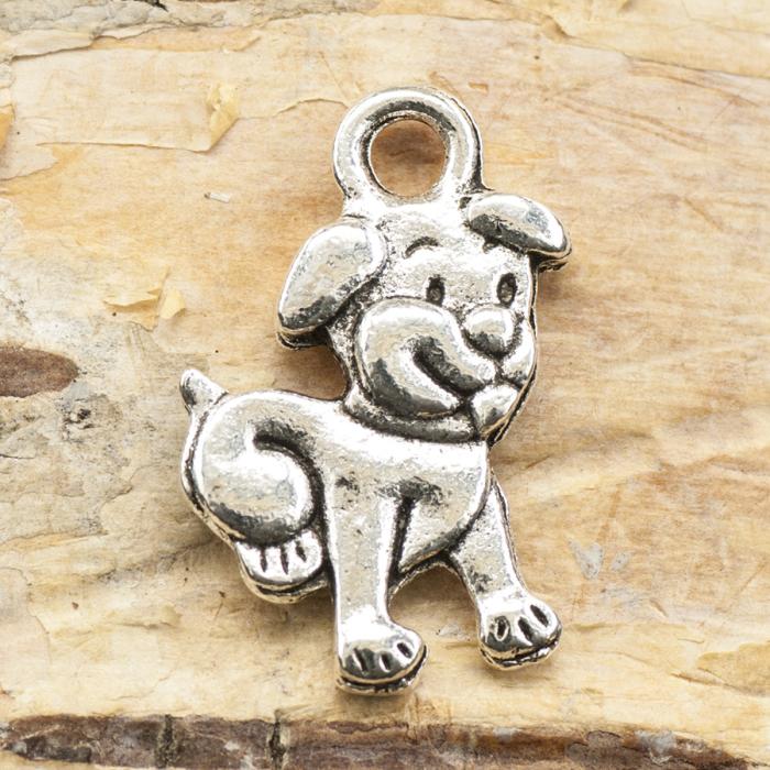 Berlock Hundvalp 11x16 mm, Antiksilver (5st)