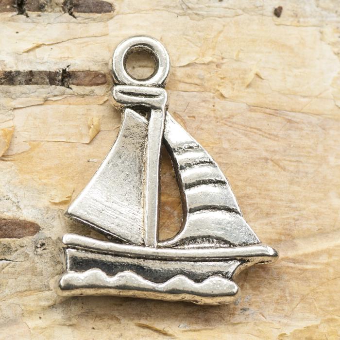 Berlock Segelbåt 16,5x20 mm, Antiksilver (3st)