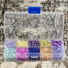 Box vaxade/krackelerade glaspärlor 4 mm, Lilamix (st)