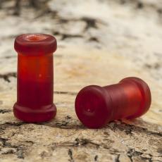 Glaspärla Rör 9x18,5 mm, Röd/Orangeröd (5st)