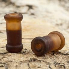 Glaspärla Rör 9x18,5 mm, Brun (5st)