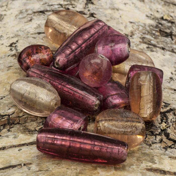 Glaspärlor mix, Rosamix (20st)