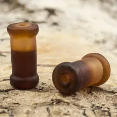Glaspärla Rör 9x18,5 mm, Brun (5st)