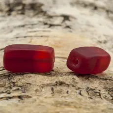 Frostad glaspärla rätblock 9x19 mm, Röd/Orangeröd (5st)