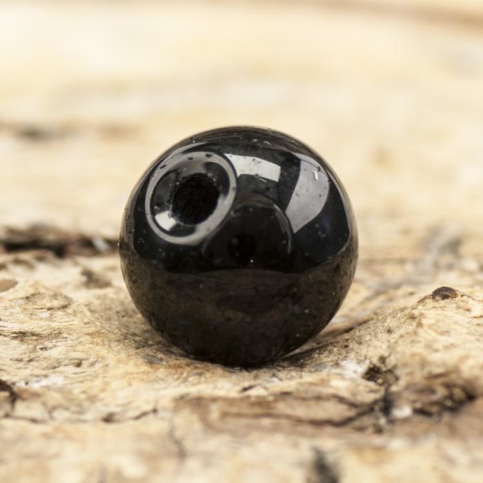 Lackad glaspärla 6 mm, Svart (40st)