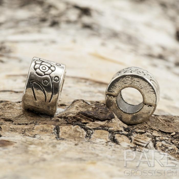 Ormlänkspärla Blomma 9,5x6,5 mm, Antiksilver (st)