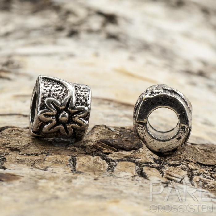Ormlänkspärla Blomma 11x9 mm, Antiksilver (st)