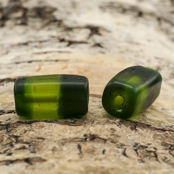 Glaspärla Rätblock 9x19 mm, Grön (5st)