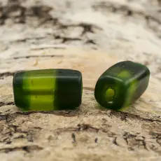Glaspärla Rätblock 9x19 mm, Grön (5st)