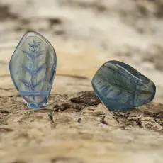 Glaslöv 10x15 mm, Blå (10st)