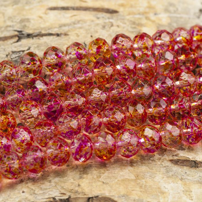 Glaspärla facetterad rondell 8x6 mm, Multifärg (10st)
