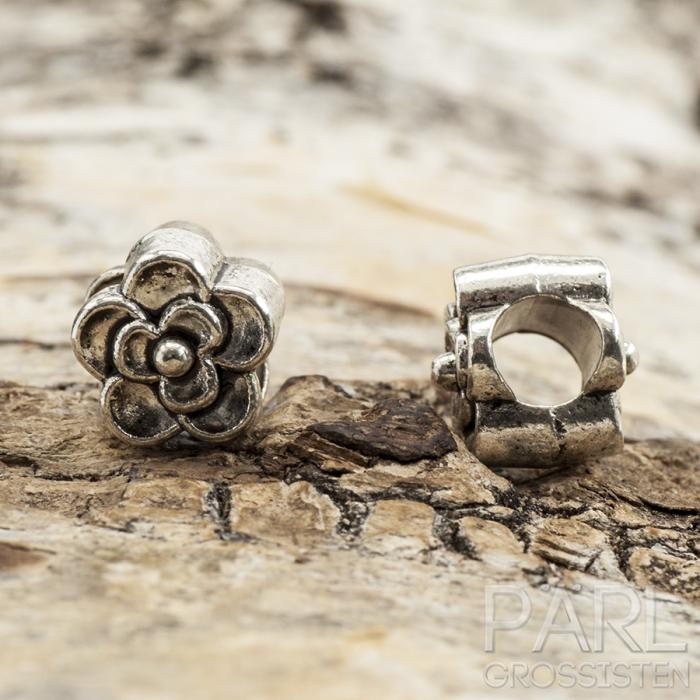 Ormlänkspärla Blomma 9x8,5x9 mm, Antiksilver (st)