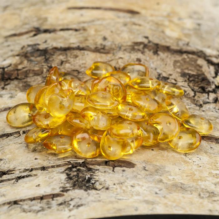 Glaspärla chip 7-8 mm, Bärnsten/Klar (10g)