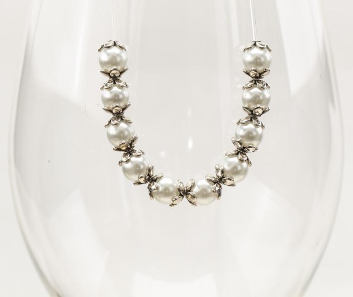 Pärlhållare söt blomma 6x3 mm, Antiksilver (20st)