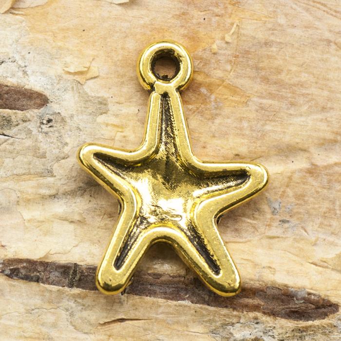 Berlock Sjöstjärna 12x16 mm, Antikguld (10st)