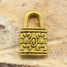 Berlock Hänglås 7,5x12,5 mm, Antikguld (10st)