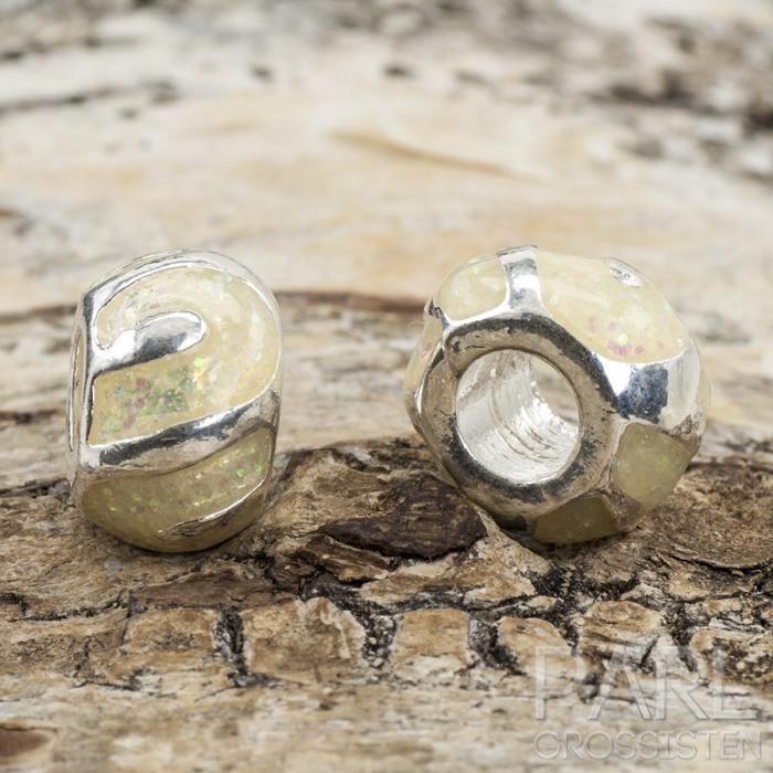 Ormlänkspärla emalj 11,5x8 mm, Ljusgul/Silverfärg (st)
