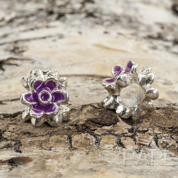Ormlänkspärla emalj 10,5x10 mm, Lila/Antiksilver (st)
