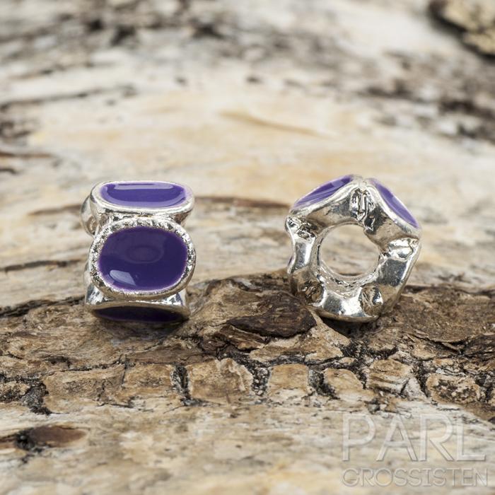 Ormlänkspärla emalj 11x8 mm, Lila/Silverfärg (st)