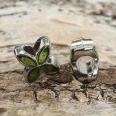 Ormlänkspärla emalj 10x8 mm, Grönmetallic/Antiksilver (st)