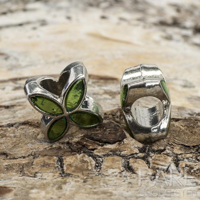 Ormlänkspärla emalj 10x8 mm, Grönmetallic/Antiksilver (st)