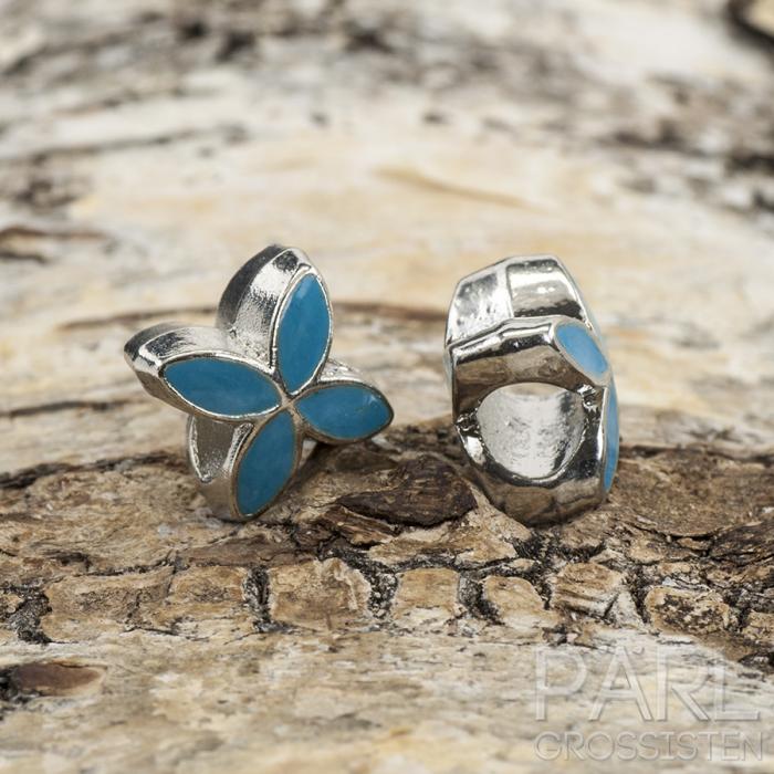 Ormlänkspärla emalj 10x8 mm, Turkos/Antiksilver (st)