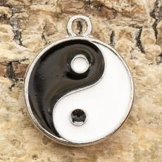 Berlock Yin & Yang 18x21 mm, Svart/Vit (st)