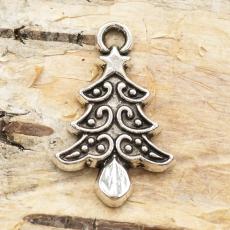 Berlock Julgran 14x22 mm, Antiksilver (5st)