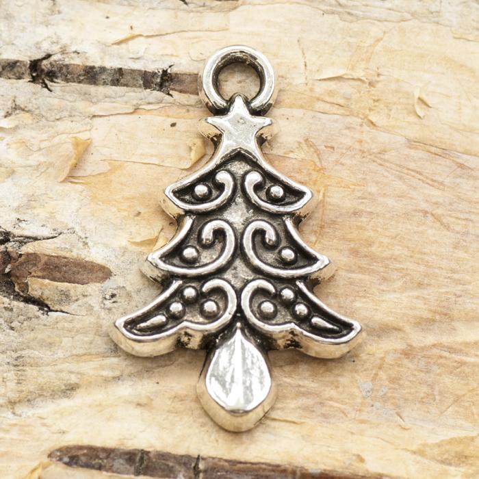 Berlock Julgran 14x22 mm, Antiksilver (5st)