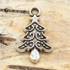 Berlock Julgran 14x22 mm, Antiksilver (5st)