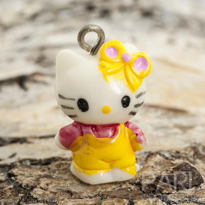 Berlock Hello Kitty resin 23x12 mm, Gul (st)