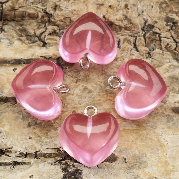Berlock Hjärta 17x17 mm, Rosa (st)