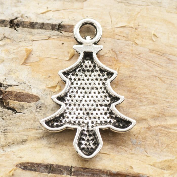 Berlock Julgran 14x22 mm, Antiksilver (5st)