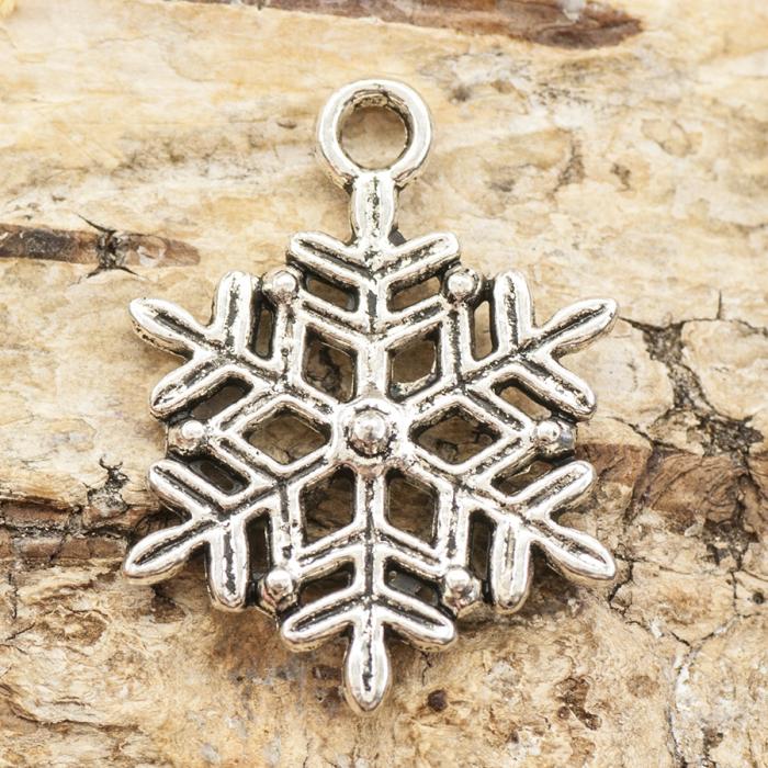 Berlock Snöflinga 17x22 mm, Antiksilver (5st)