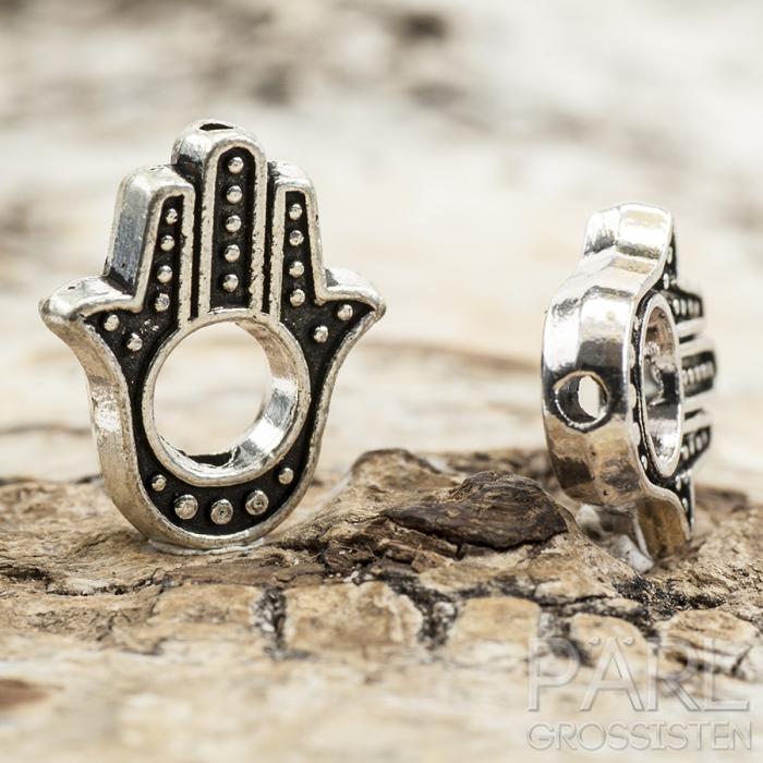 Mellandel Hamsa Hand 16x13 mm, Antiksilver (5st)
