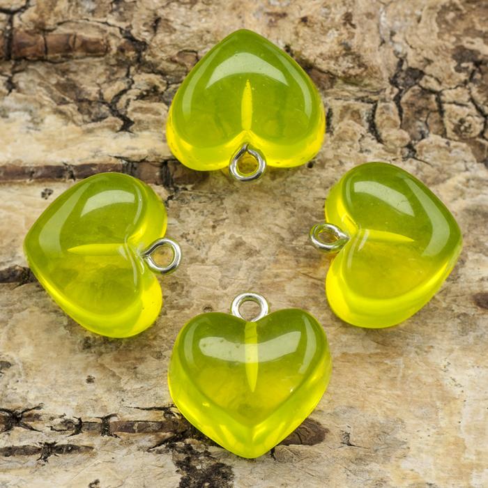 Berlock Hjärta 17x17 mm, Lime (st)