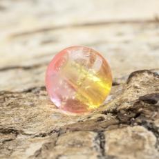 Krackelerad glaspärla rund 6 mm, Gul/Rosa (20st)