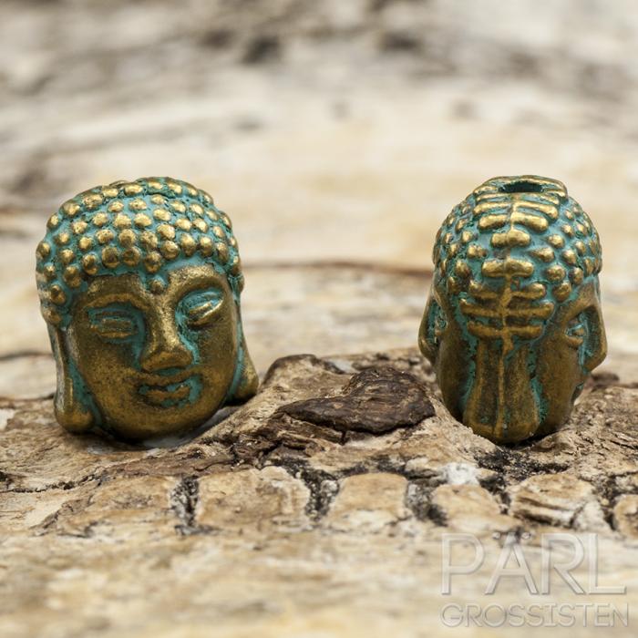 Mellandel Buddha med Patina 11x9 mm, Antikbrons (2st)