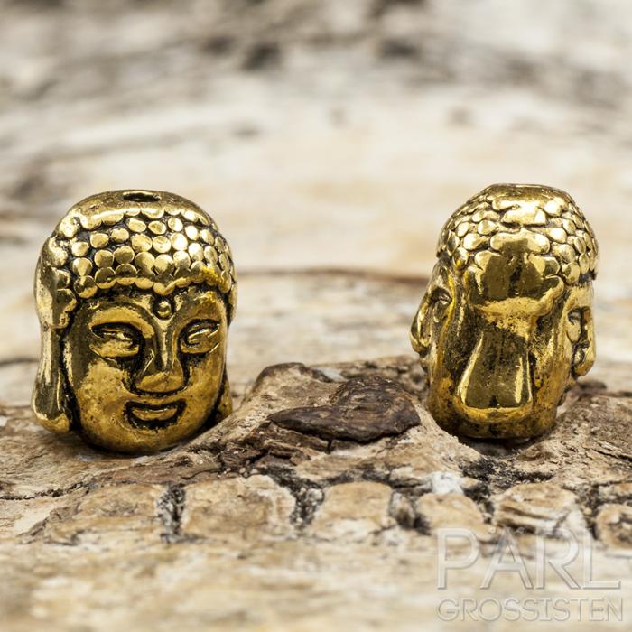Mellandel Buddha 11x9 mm, Antikguld (2st)