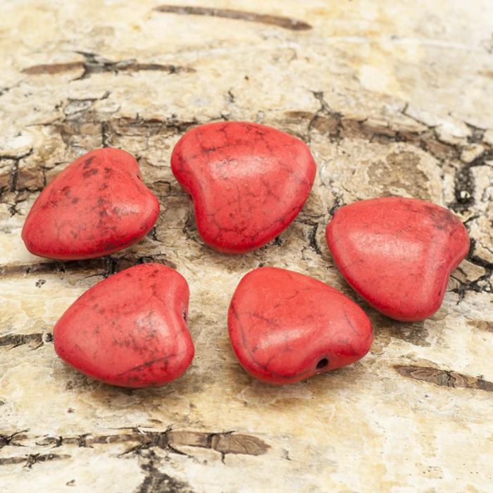 Hjärta howlite 18x17 mm, Ljusröd (5st)