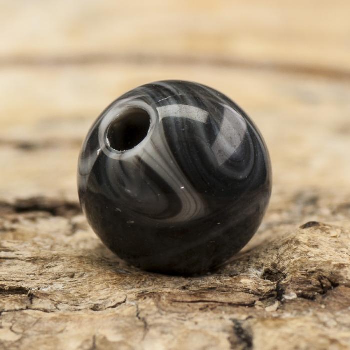 Rund Akrylpärla 8 mm, Svart/Vit (30st)