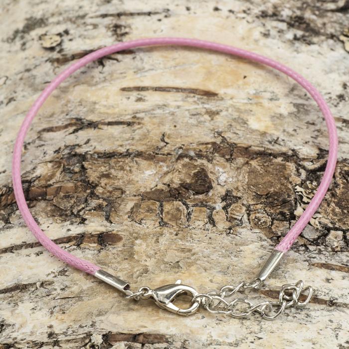 Armband Vaxad Tråd 20 cm, Rosa/Silverfärg (st)